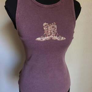 Shyanne Purple Cowboy Boot Tank Top - L